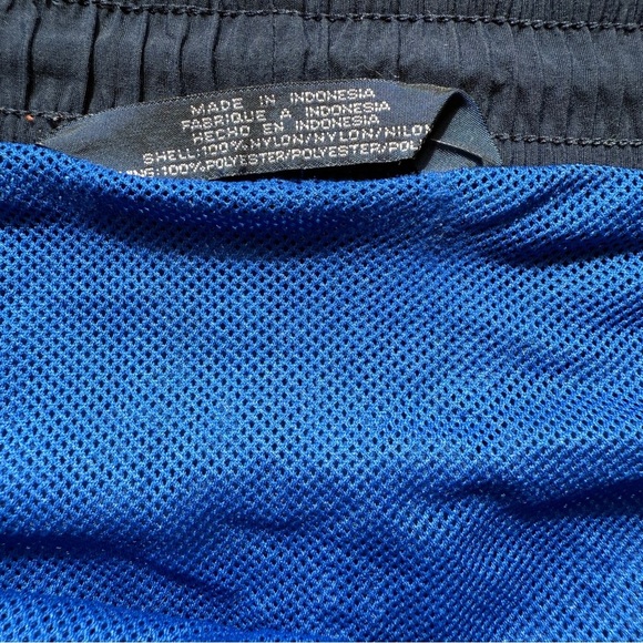 VINTAGE! 90’s Tommy Hilfiger 5” Men's Swim Trunks Blue & Orange Spell Out Logo - Picture 6 of 7